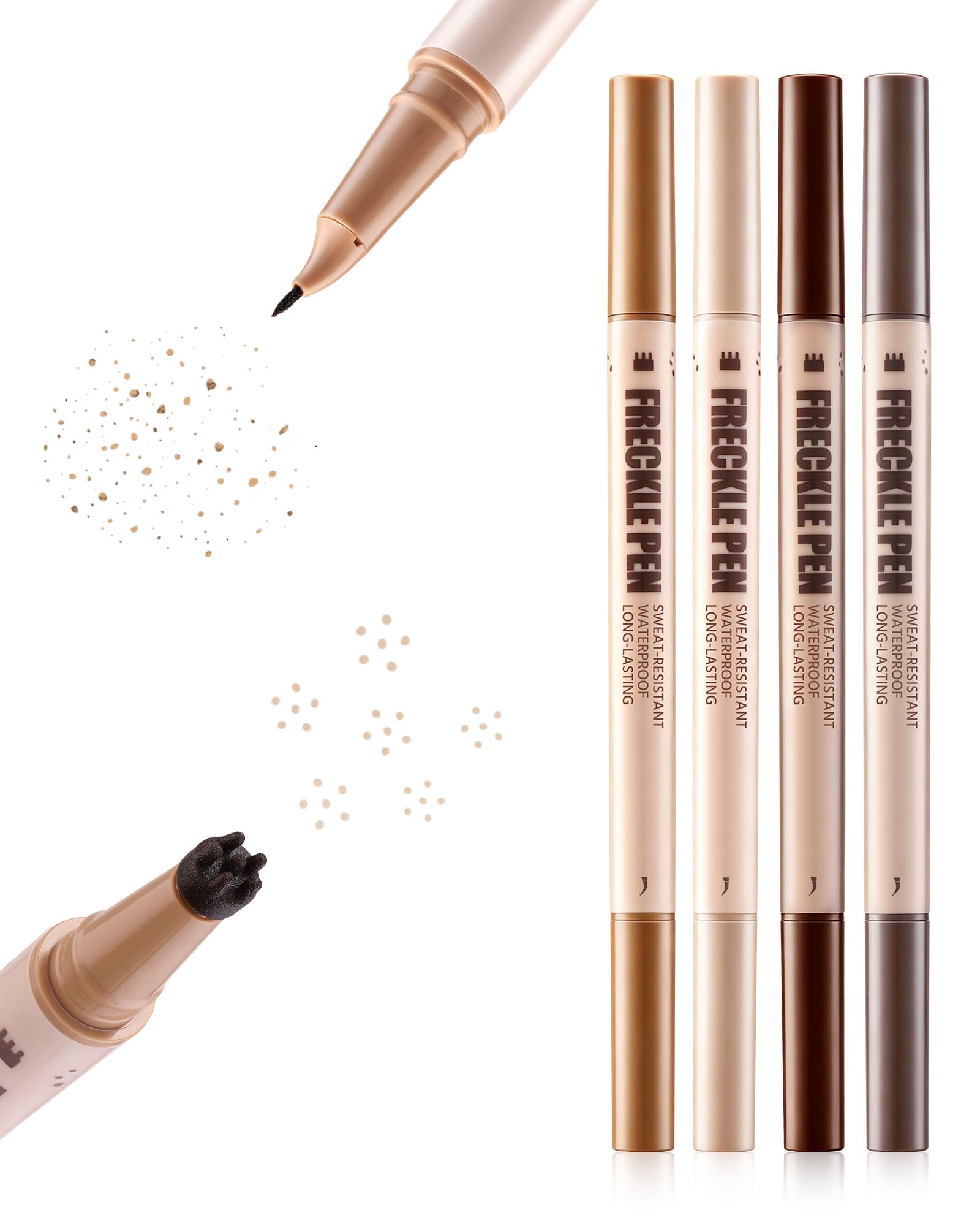Light Brown Dual Ended Freckle Pen, Natural faux Freckle Stamp Pen, Multi-Size Freckles Pattern & Soft Precise Tip, Waterproof Long Lasting Sunkissed Freckle Makeup for All Skin Tones #01-LIGHT BROWN