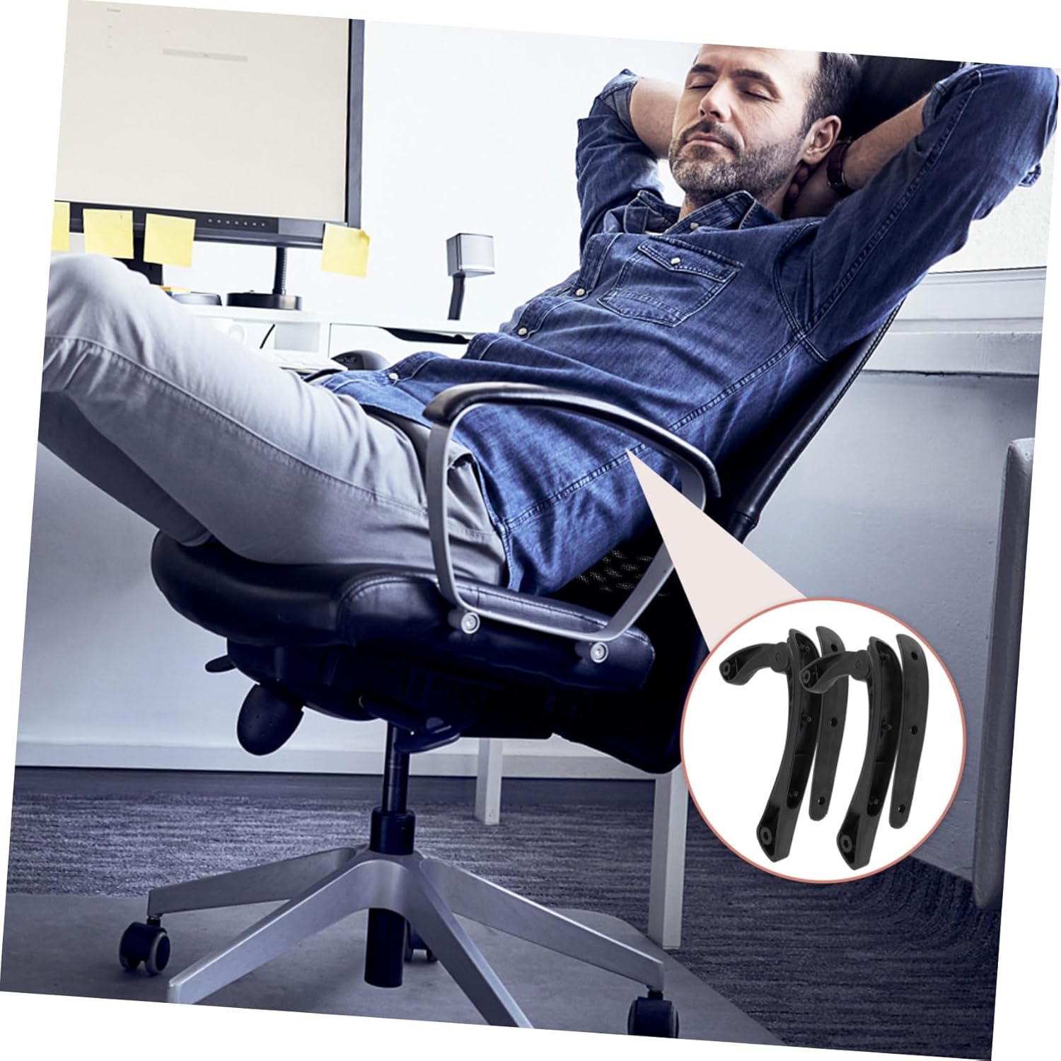 2Pcs Office Chair Arm Rests Replacement Parts Sturdy Contoured Armrest for Computer Desk Chairs Daily Use Comfortable Grip and Injury Protection