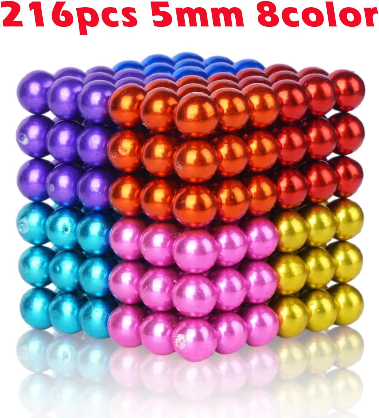 Upgraded Colourful 5 mm 𝙈𝙖𝙜𝙣𝙚𝙩𝙞𝙘 Balls Set, Interactive 3D Assembly Building Toy for Adults, Creative Desktop Gadget & Anti-Stress Puzzle, Gifts for Adults (216 Pieces)(8 Color).