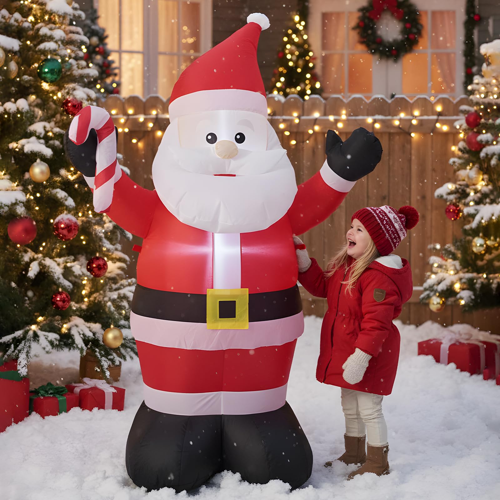 TRMESIA Decorazione natalizia gonfiabile di Babbo Natale da 1,2 m, con luci | Blow up Natale Babbo Natale Gonfiabes Build-in Luci LED per interni ed esterni Graden Prato Cortile Festa Decorazione Vacanze