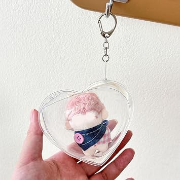 Clear Figure Display Bag with Keychain, Portable Doll Storage Bag Hanging Blinds Box Organizers with Zipper Closure Small Doll Storage Pouches