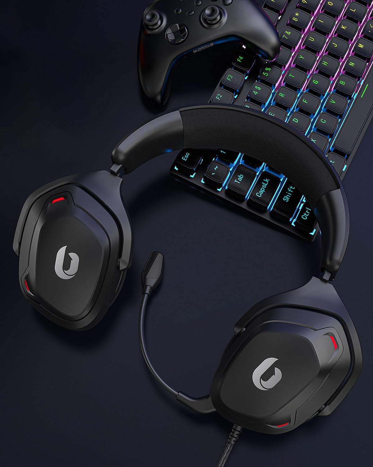 JIMYIU Gaming Headset für PS5 PS4 PC, Kabelgebundenes 3.5mm Gaming Headset Noise Cancelling mit Mikrofon für Xbox One, Xbox Series X|S Schwarz (Verkabelte Version)