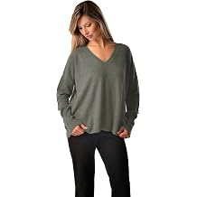 Cashmere Boutique Womens Cashmere Boyfriend V-Neck Pullover