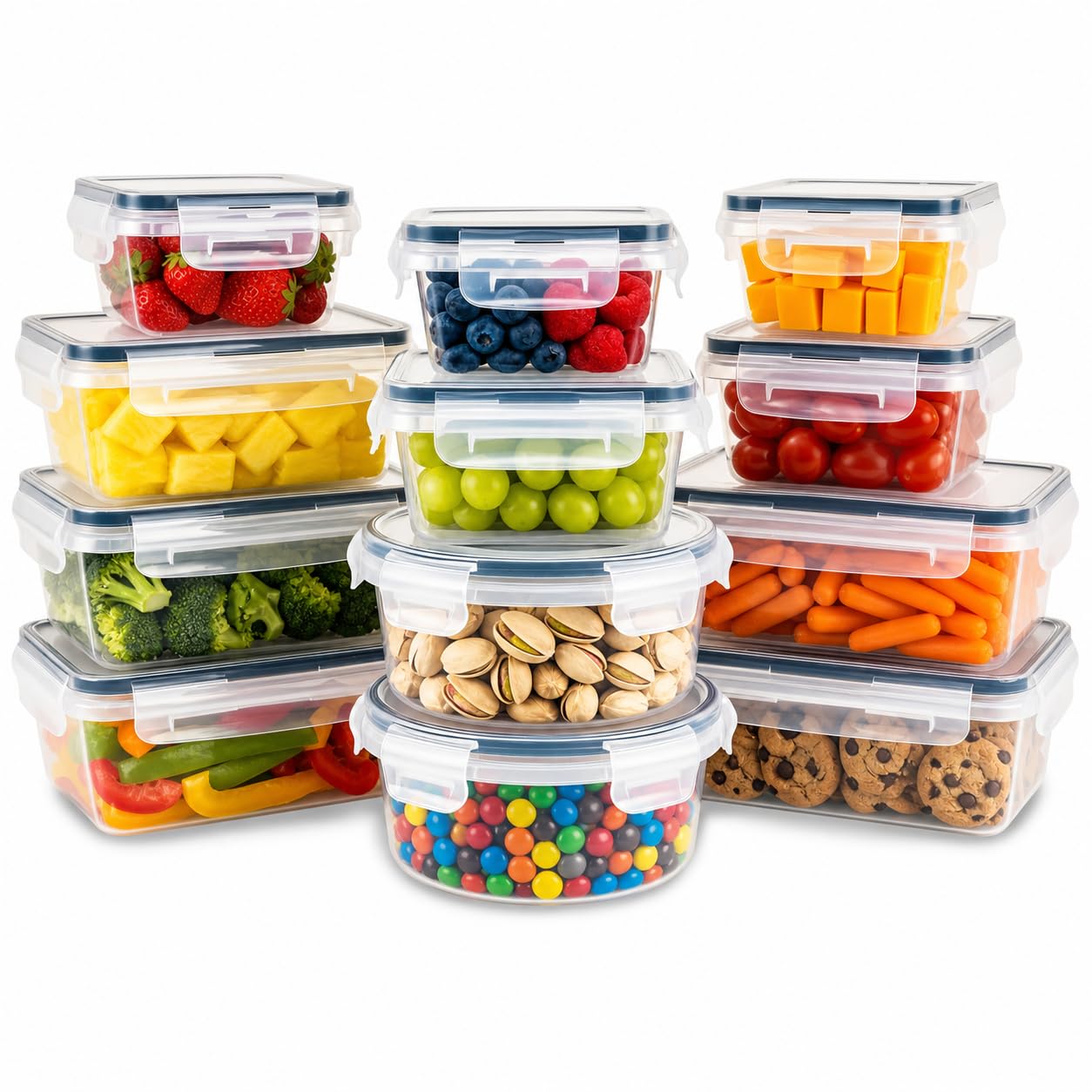 12-Piece Airtight Food Storage Containers with Lids, BPA-Free Stackable Pantry Organization Set for Meal Prep, Kitchen Storage and Leftovers