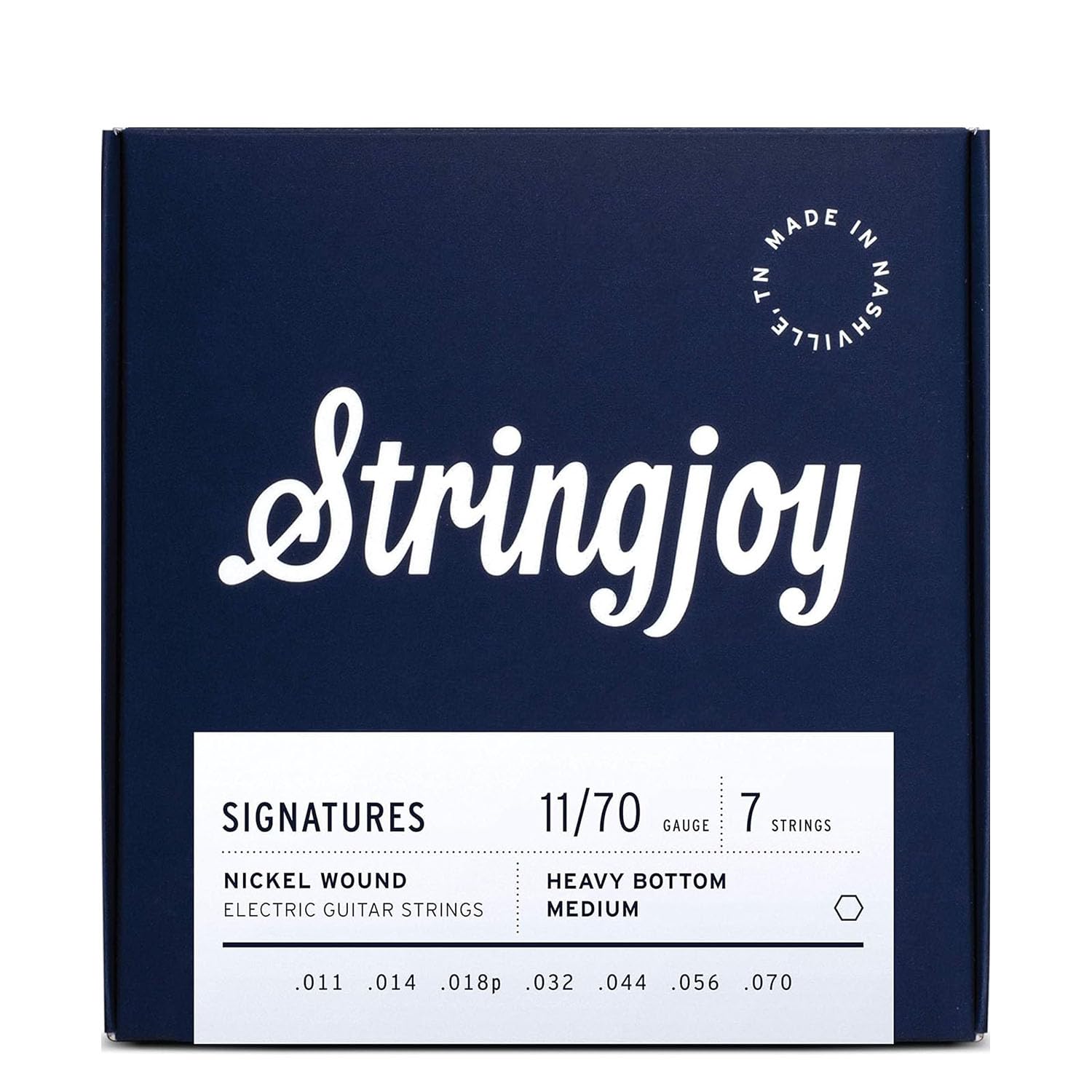 Stringjoy HVY117, 7 String Signatures Electric Guitar Strings, 11-70 Heavy Bottom Medium Gauge, 7-String Nickel, Electric Guitar Accessories, Replacement Guitar Strings for Electric Guitar