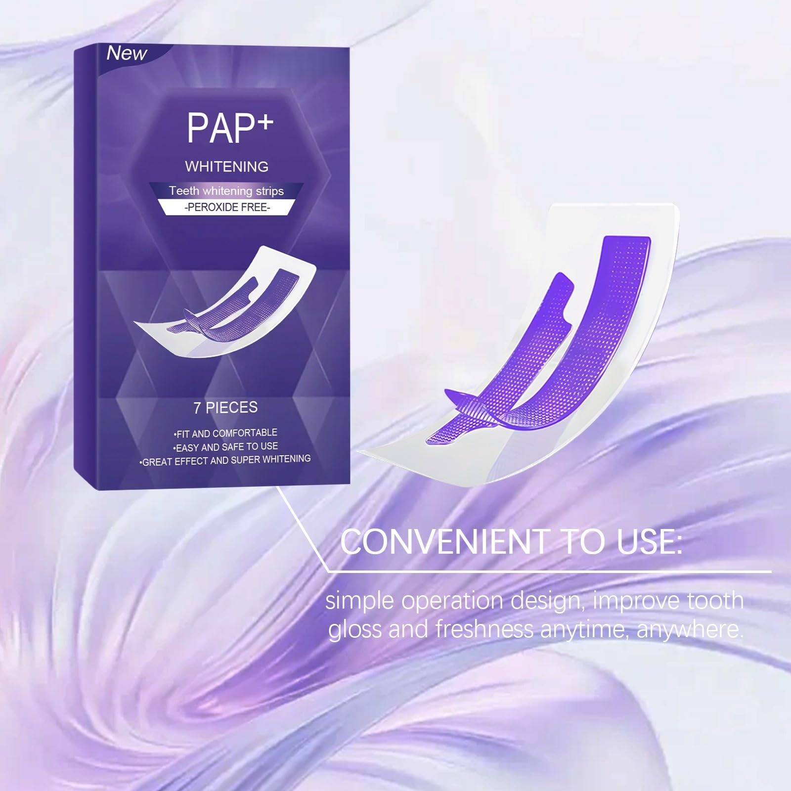 Zahnaufhellungsstreifen, Set zur Zahnaufhellung, violett, Zahnaufhellung, Whitening Teeth Strips, frischer Atem, hilft bei der Beseitigung von Flecken, Kaffee, Wein, strahlendem Lächeln