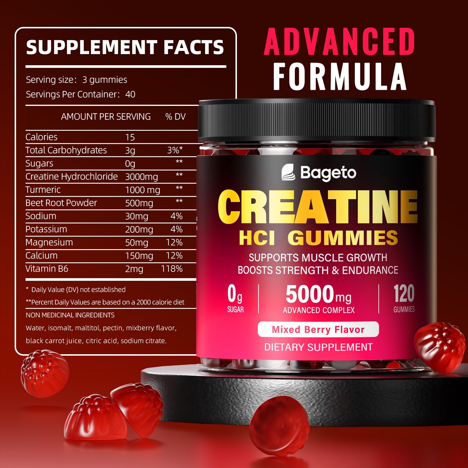 Bageto Creatine HCl Gummies Complex with 1g Turmeric & 500mg Electrolytes — Amazon image 6