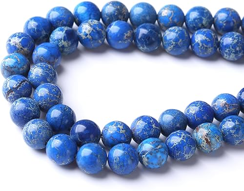 Miniatura 2 de Cuentas sueltas redondas azules de lapislázuli de 0.394 in de cuentas naturales de piedra de energía de cristal para hacer joyas, pulseras y collares