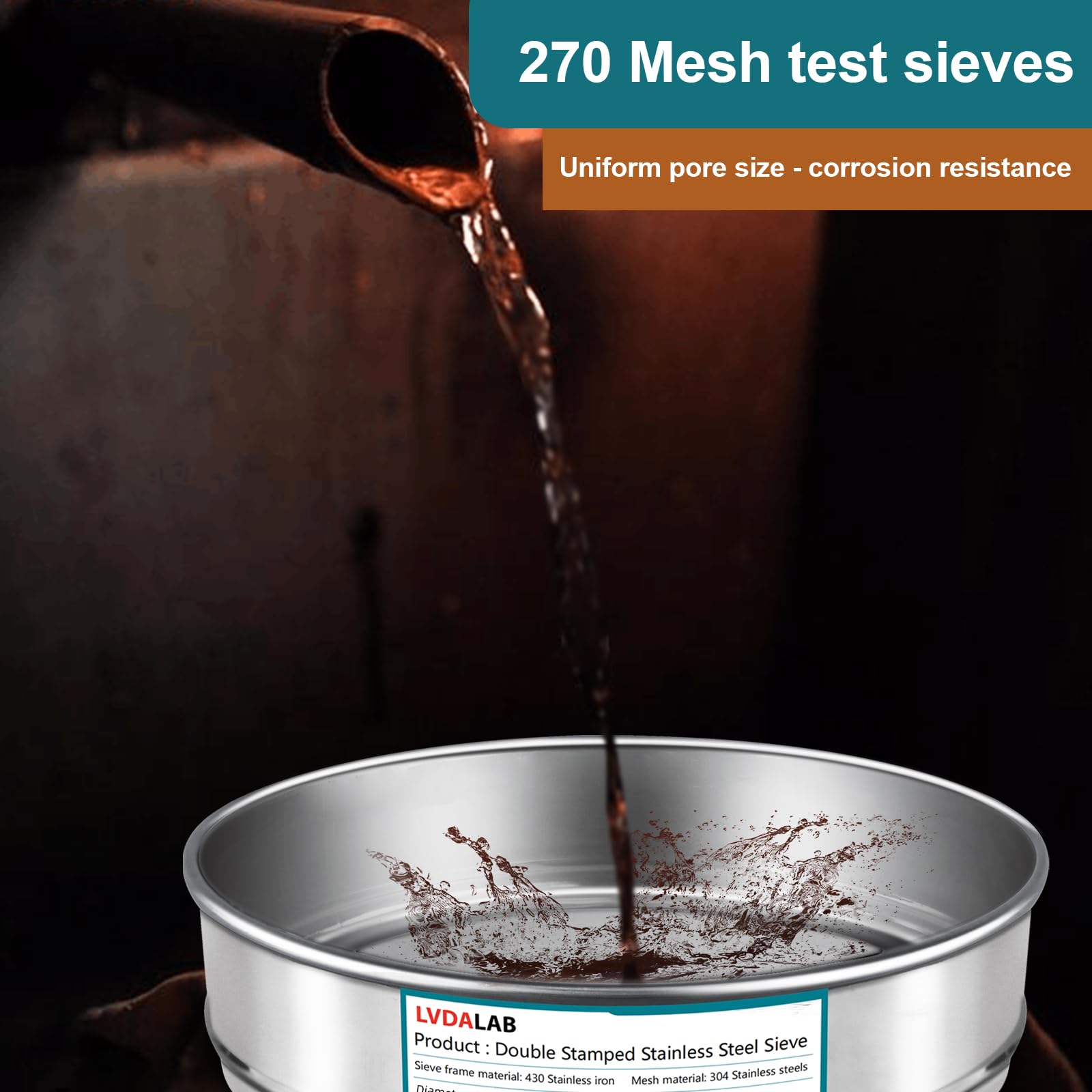Stainless Steel Lab Sieve - 270 Mesh -5 Stainless Steel Lab Sieve - 270 Mesh -5