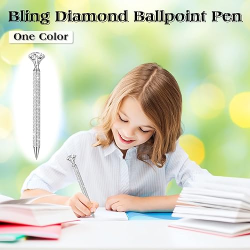 Miniatura 5 de Jeyiour 6 bolígrafos de diamantes grandes con diamantes de imitación de cristal brillante de metal con purpurina de diamante, bolígrafos de punta de