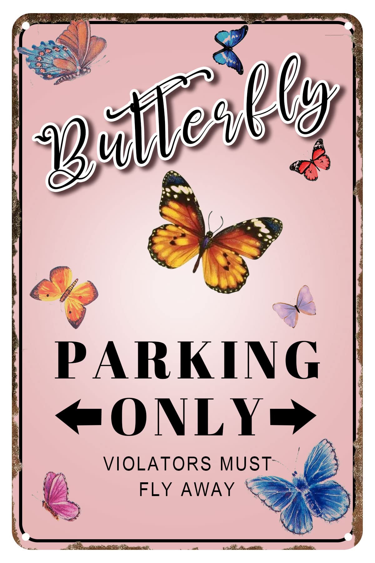 Kwqdozf As Pic Butterfly Tin Sign Butterflies Parking Lover Insect Monarch For Indoor Outd