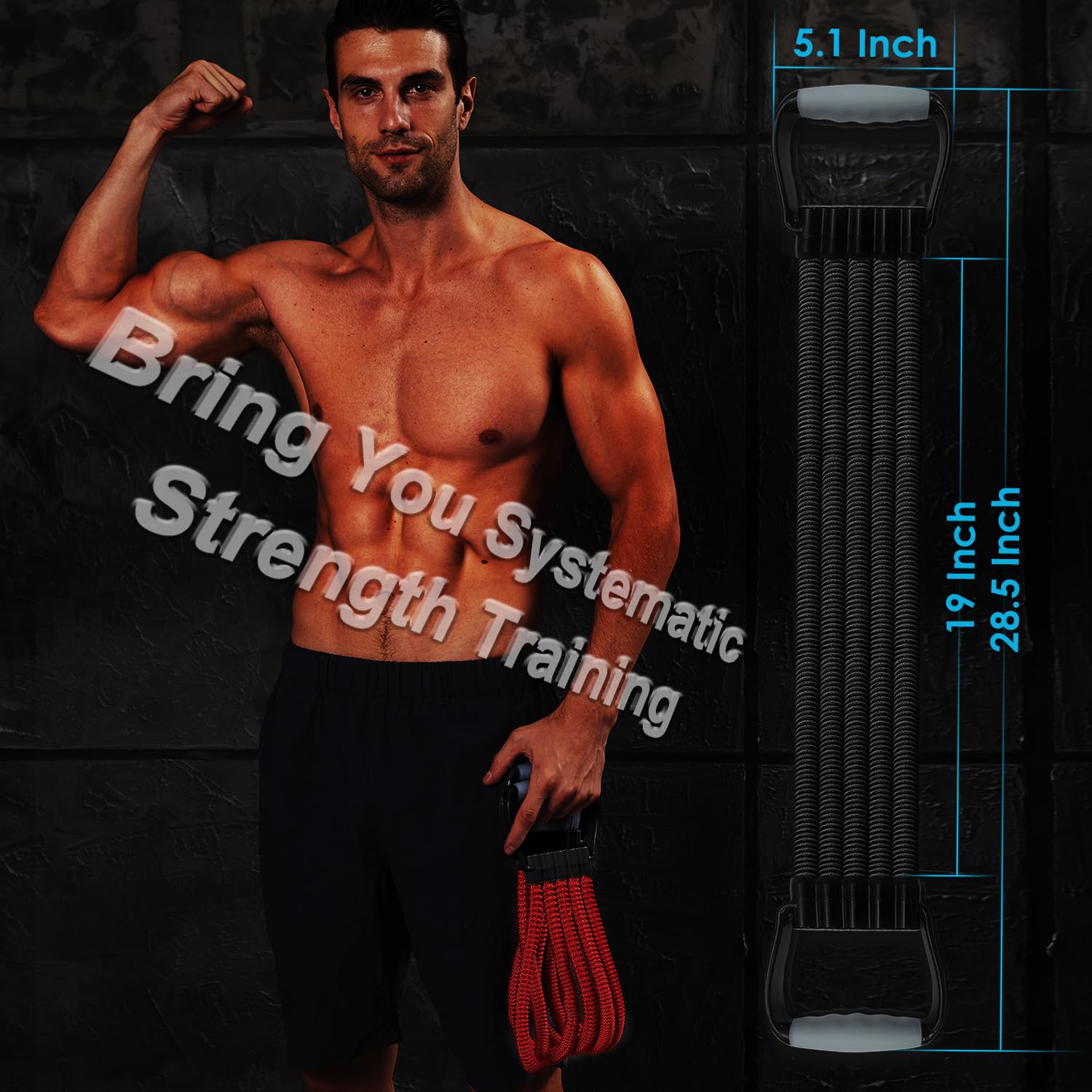 Expansor de Pecho de 5 Niveles con Bandas de Resistencia Ajustables, Banda de Ejercicio con asa, Adecuada para Hombres y Mujeres de Diferentes Clases de Fuerza, Fitness, Yoga, Entrenamiento, Equipo