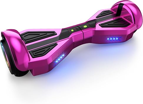 Starship Hoverboard with Bluetooth Speaker, Chrome Color Self Balancing Scooters with Science Fiction Design and 6.5 inch LED Wheels Chrome Pink