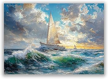 Amazon.co.jp: SHYAMIC 海絵 アート海 自然風景, 海を航行する船 Amazon.co.jp: SHYAMIC 海絵 アート海 自然風景, 海を航行する船