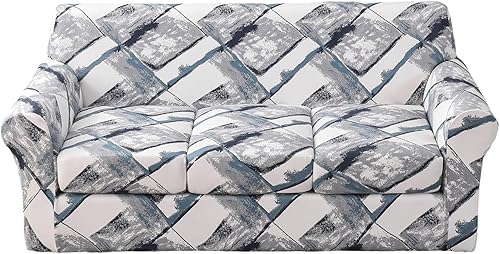 GOSTADY Funda elástica para sofá de 4 piezas, funda de sofá para sofá de 3 cojines, suave, lavable, funda protectora de muebles con parte inferior