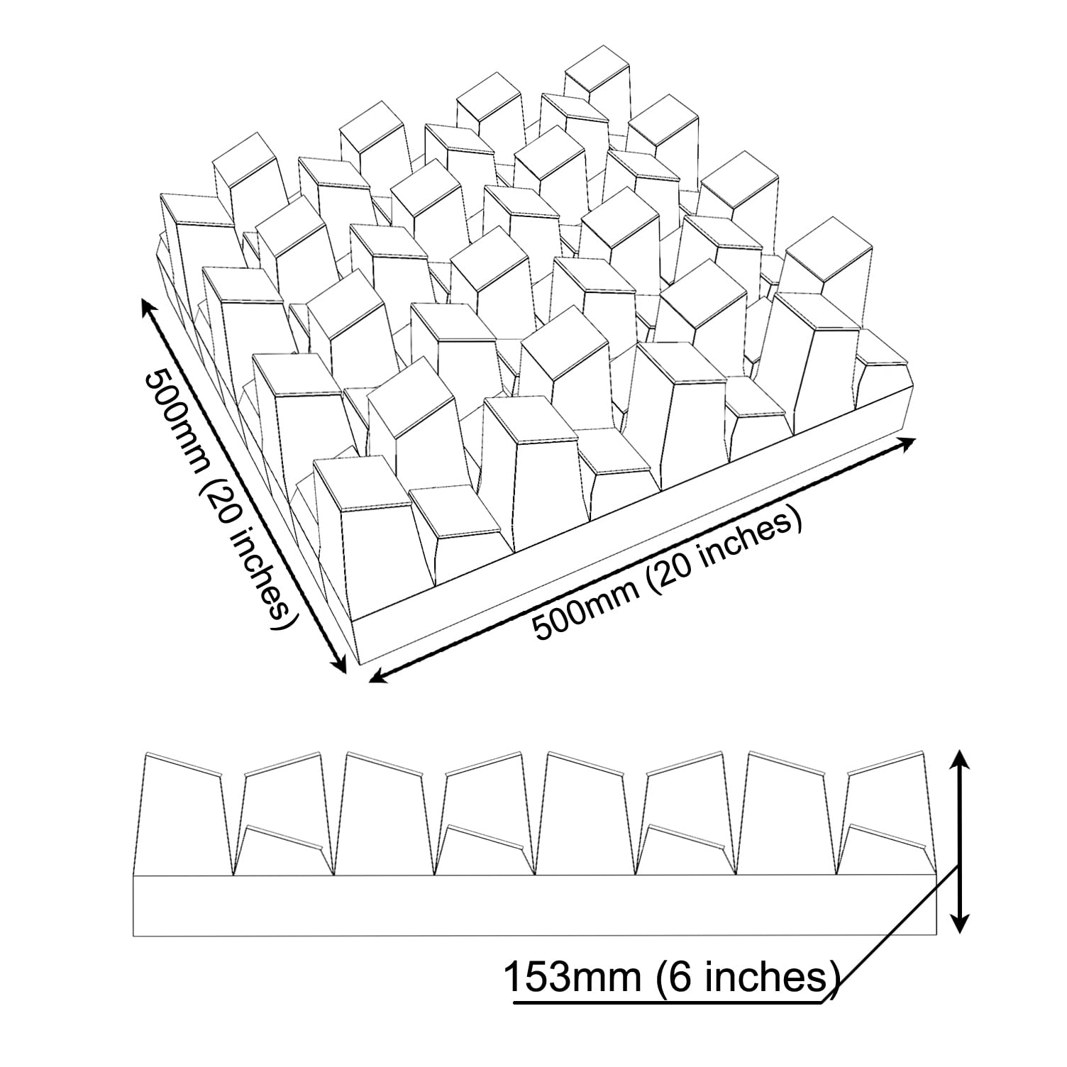 Set di 2 diffusori acustici | Diffusione e assorbimento sonora 2D | 50x50 cm | Pannelli artistici da parete | Controllo del rumore e riduzione dell'eco | [SIRIUS (150mm) | Wengé]