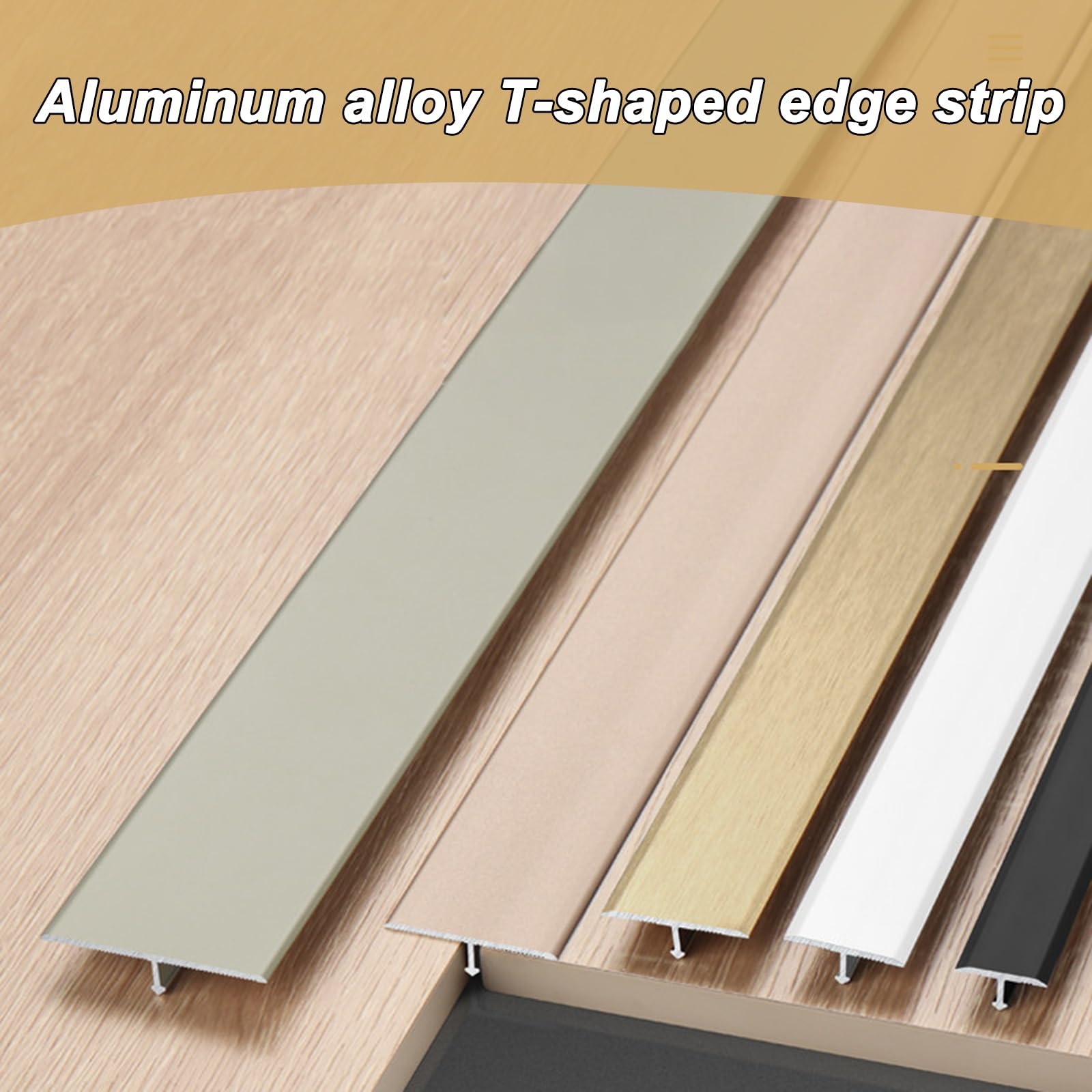 Strisce Divisorie Per Porte A Forma Di T In Alluminio Da 3 Pezzi Da 90 Cm, Barra Di Giunzione Piatta In Metallo Per Piastrelle, Fessure Tra Soglie Di Porte(Rose gold,5cm)