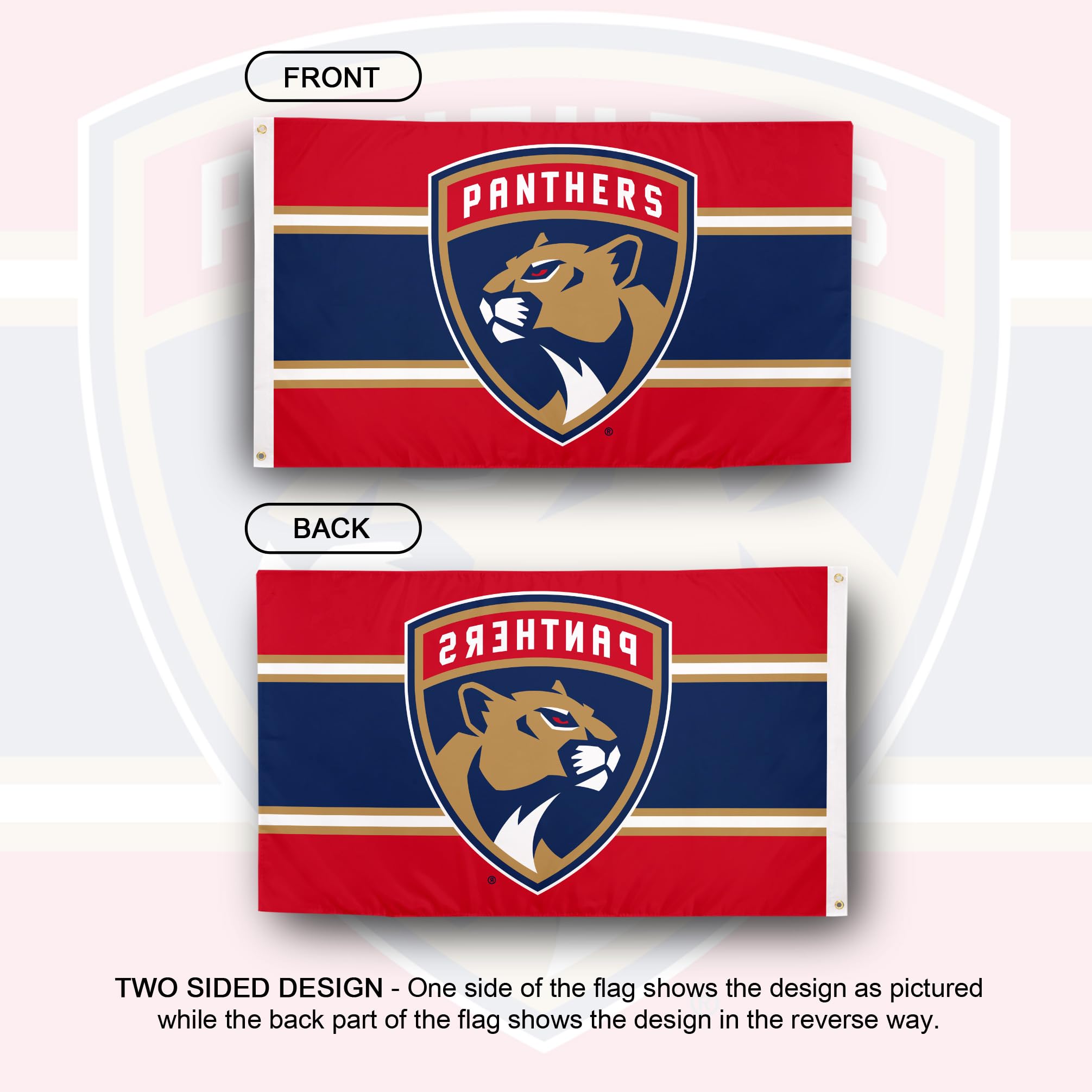 Bandera de Florida Panthers NHL 100% poliéster para interiores y exteriores, 3 x 5 pies, banderas del equipo de la Liga Nacional de Hockey (bandera A)