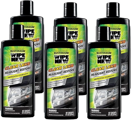 Wipe New Rust-Oleum 381403-6PK - Restauración de faros delanteros con lente transparente, 8 onzas, paquete de 6
