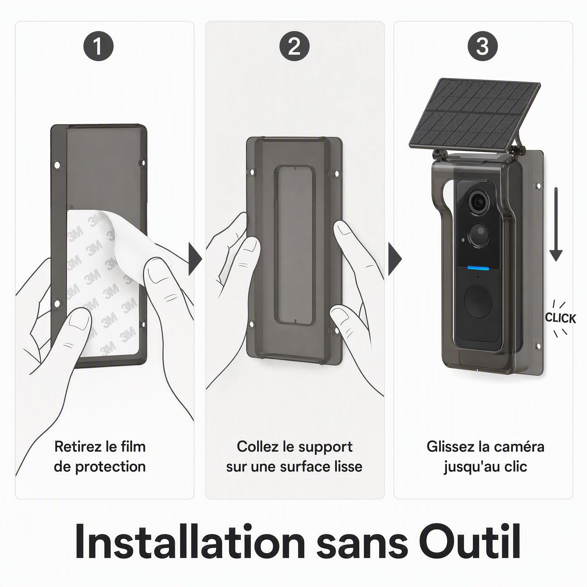 Whychstore Videocitofono wireless con copertura a energia solare, videocitofono 1080P con visione notturna e rilevamento del movimento PIR, IP65 impermeabile Smart Home Security per Tuya