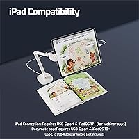 Vista 8 de INSWAN INS-2 Cámara de Documentos USB 4K – 13MP, Enfoque Automático Dual, Luz LED y Micrófono, Plug & Play, Mac, Windows, iPad, Chromebook, Captura