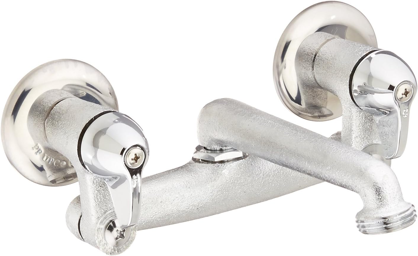 Polished Chrome Wall Mount Laundry Faucet with Blade Handles