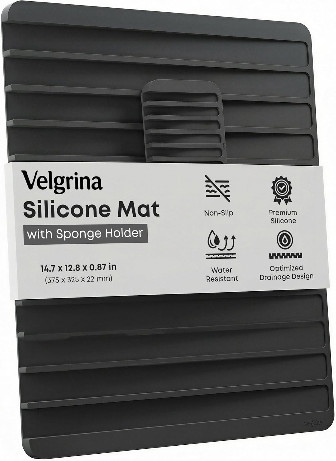 Silicone Dish Drying Mat with Sponge Holder