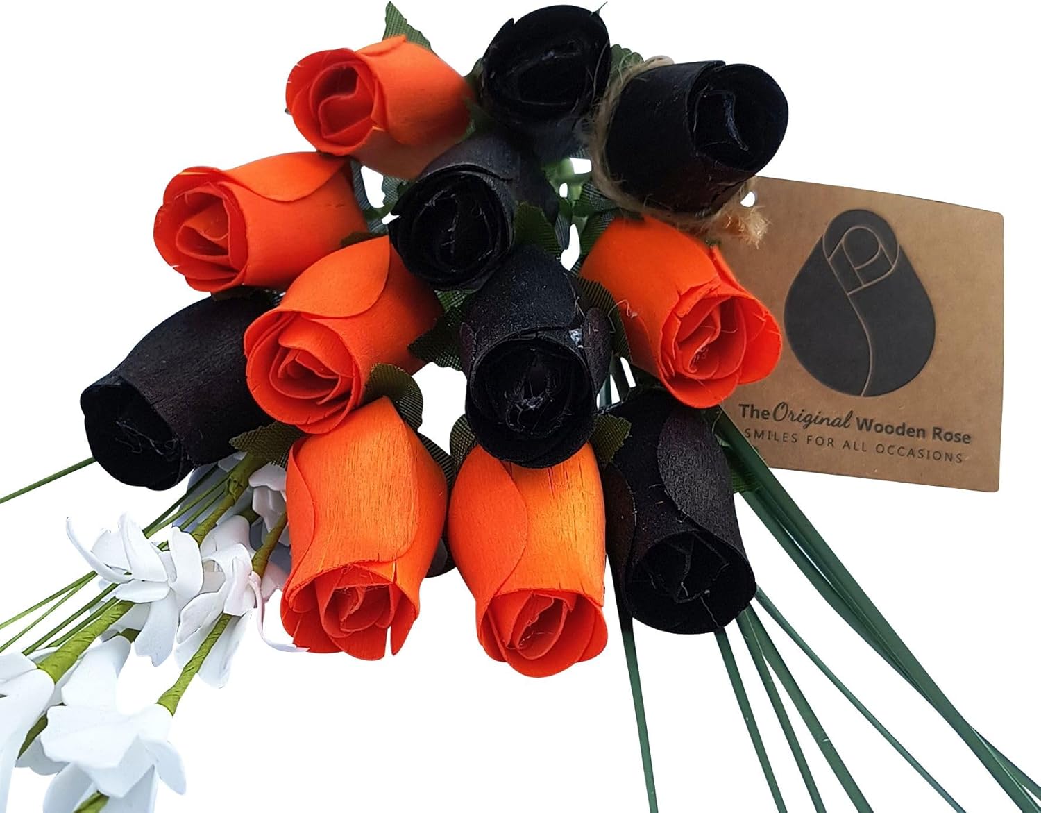 Halloween Black and Orange Flower Bouquet Closed Bud (1 Dozen)