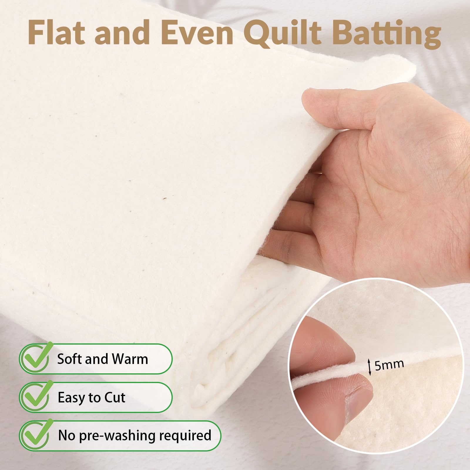 Natural Cotton Quilt Batting - 47" x 59" -4 Natural Cotton Quilt Batting - 47" x 59" -4