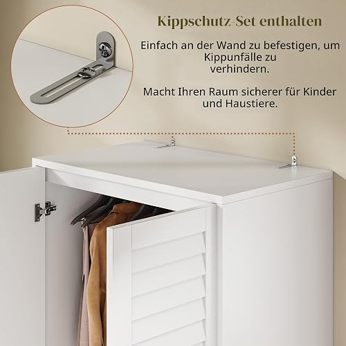 FEONASE 2 Door & 2 Drawer Wardrobe with LED Light,White Wardrobes for Bedroom,175H x 75W x 48D cm - 8