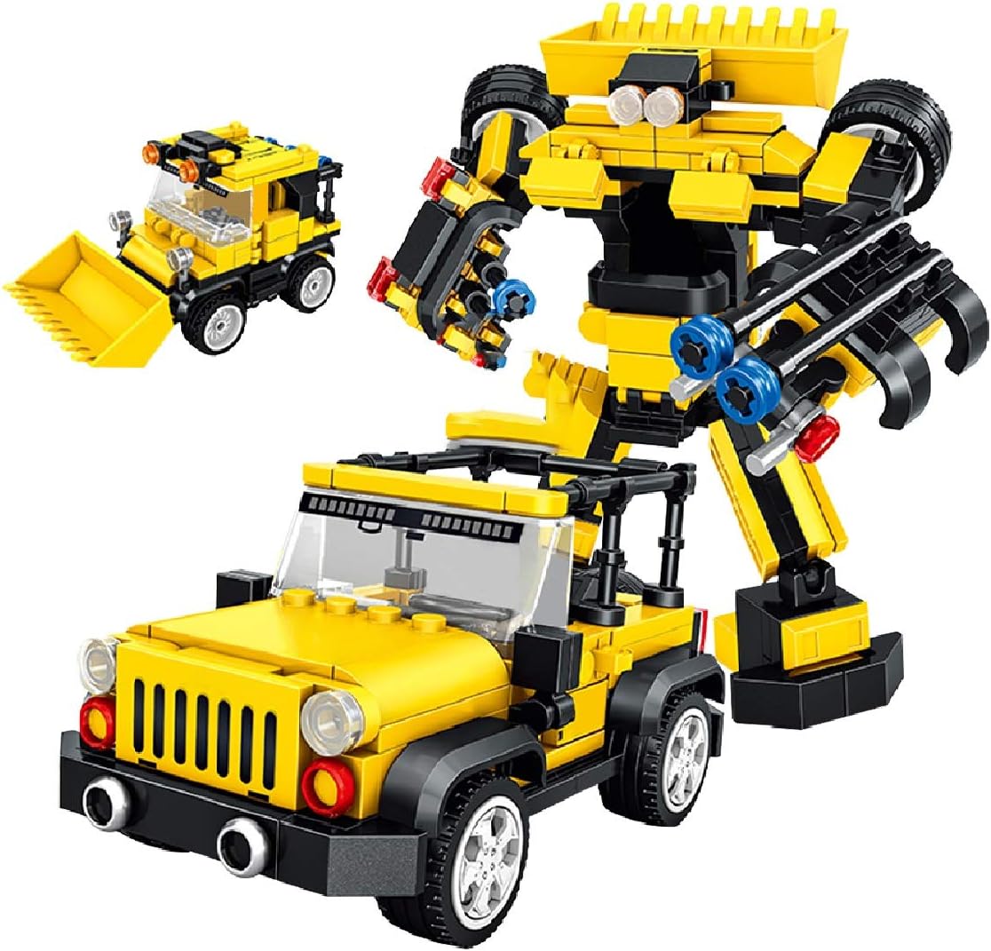 Toys Bhoomi 3-in-1 STEM Model Yellow Jeep Car Educational Learning 242 PCS Building Blocks Bricks Toy Robot Model Vehicles Set Gifts for Kids Boys and Girls - Compatible with All Major Brands