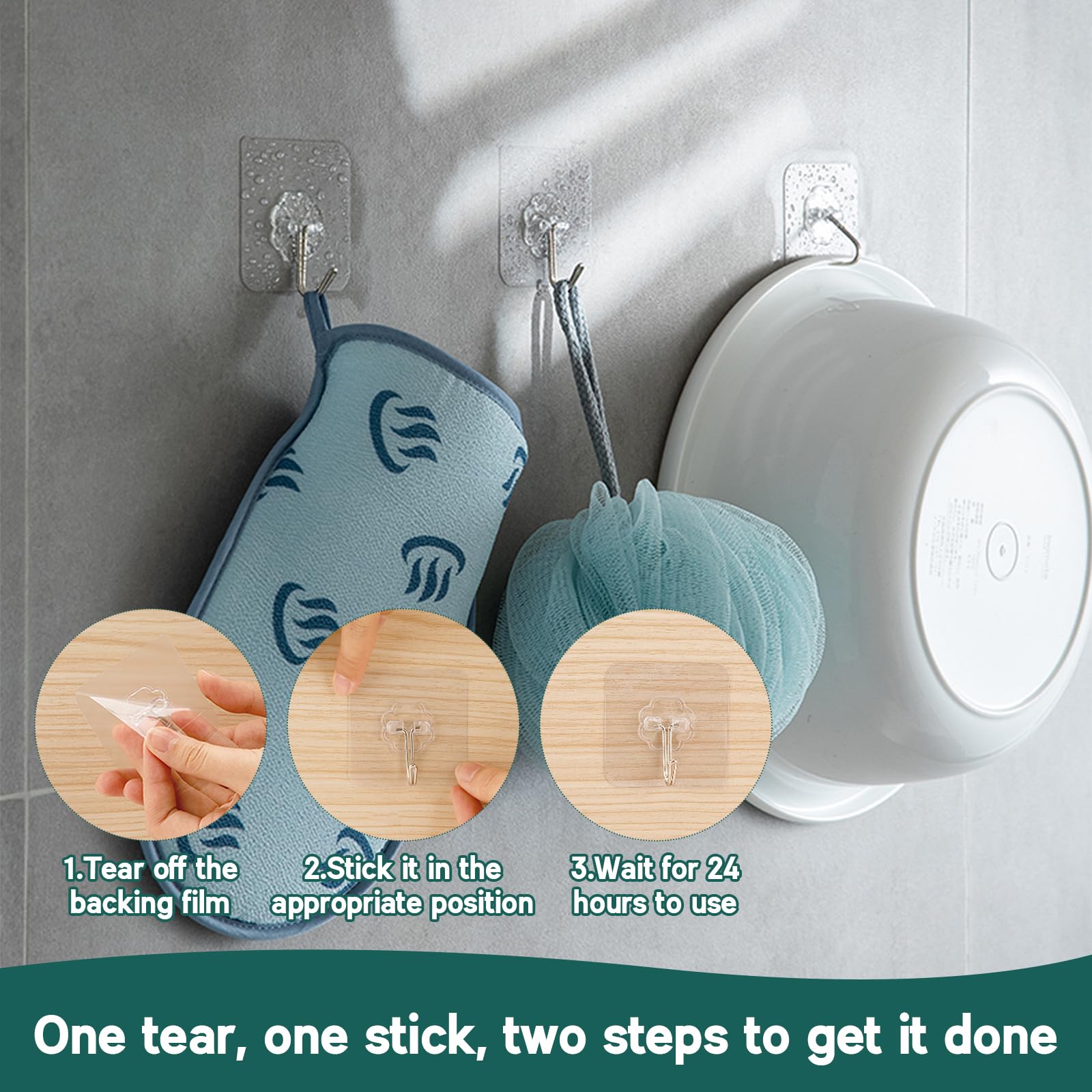 YEDOUALE Ganci adesivi extra forti 30 pezzi trasparenti – ganci a parete impermeabili e resistenti alle intemperie, rotazione 180°, capacità 5 kg, ideali per bagno cucina soggiorno esterno