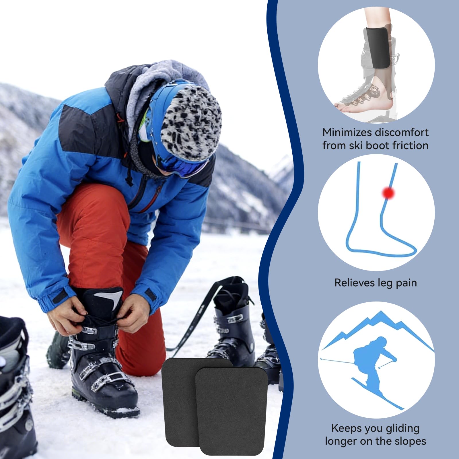 Protector de Tibias para Esquí, Espinilleras Recortables para Adultos y Jóvenes, 4 Piezas para Snowboard y Deportes de Invierno
