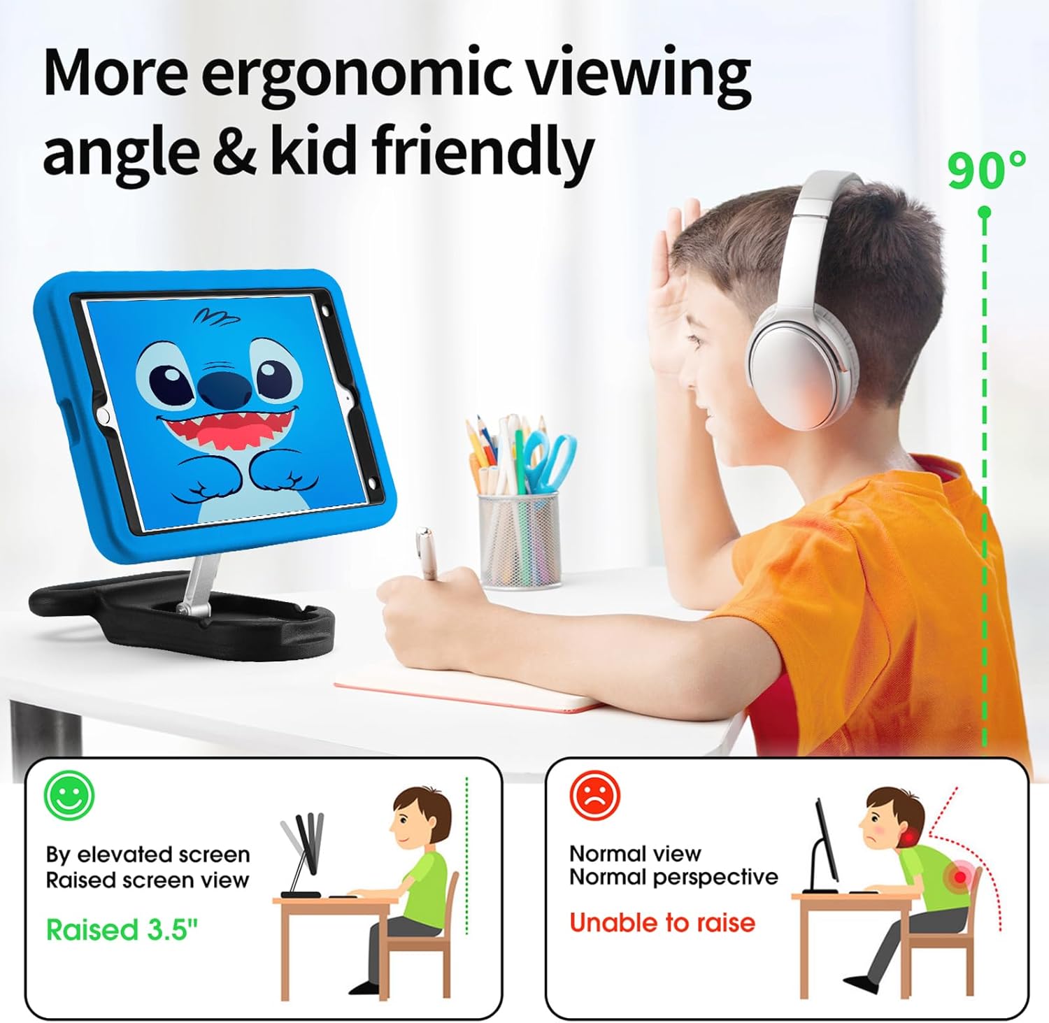 Kids Case Compatible with iPad 7th/8th/9th Gen,10.2 inch 2021/2020/2019 Case with Adjustable Portrait Landscape Stand Handle Child Friendly Protective Cover for iPad 10.2 inch (heilan)