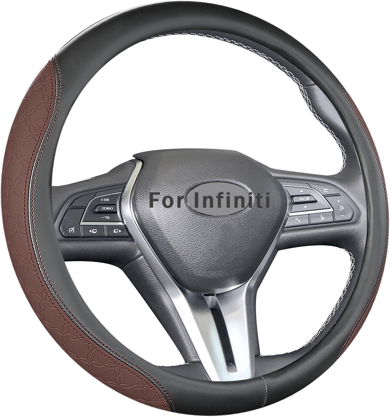 Custom-Fit for Infiniti Steering Wheel Cover, Leather Double Sided Car Steering Wheel Covers, Breathable Anti-Slip, for Infiniti Accessories (I-Red)