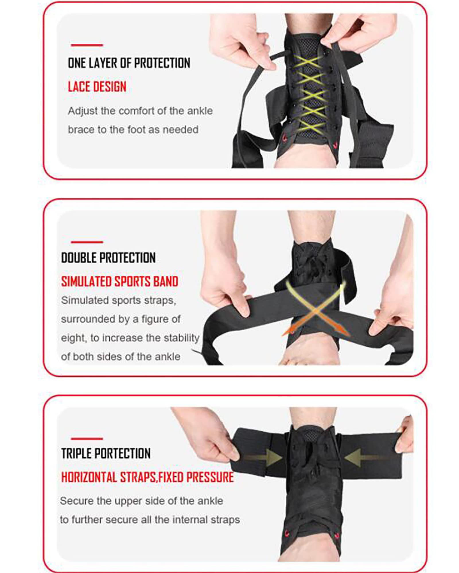 Tobillera con cordones, soporte ajustable para tobillo y pie, correas estabilizadoras, calcetines de compresión, manga para lesiones deportivas y protección contra esguinces, M (S)