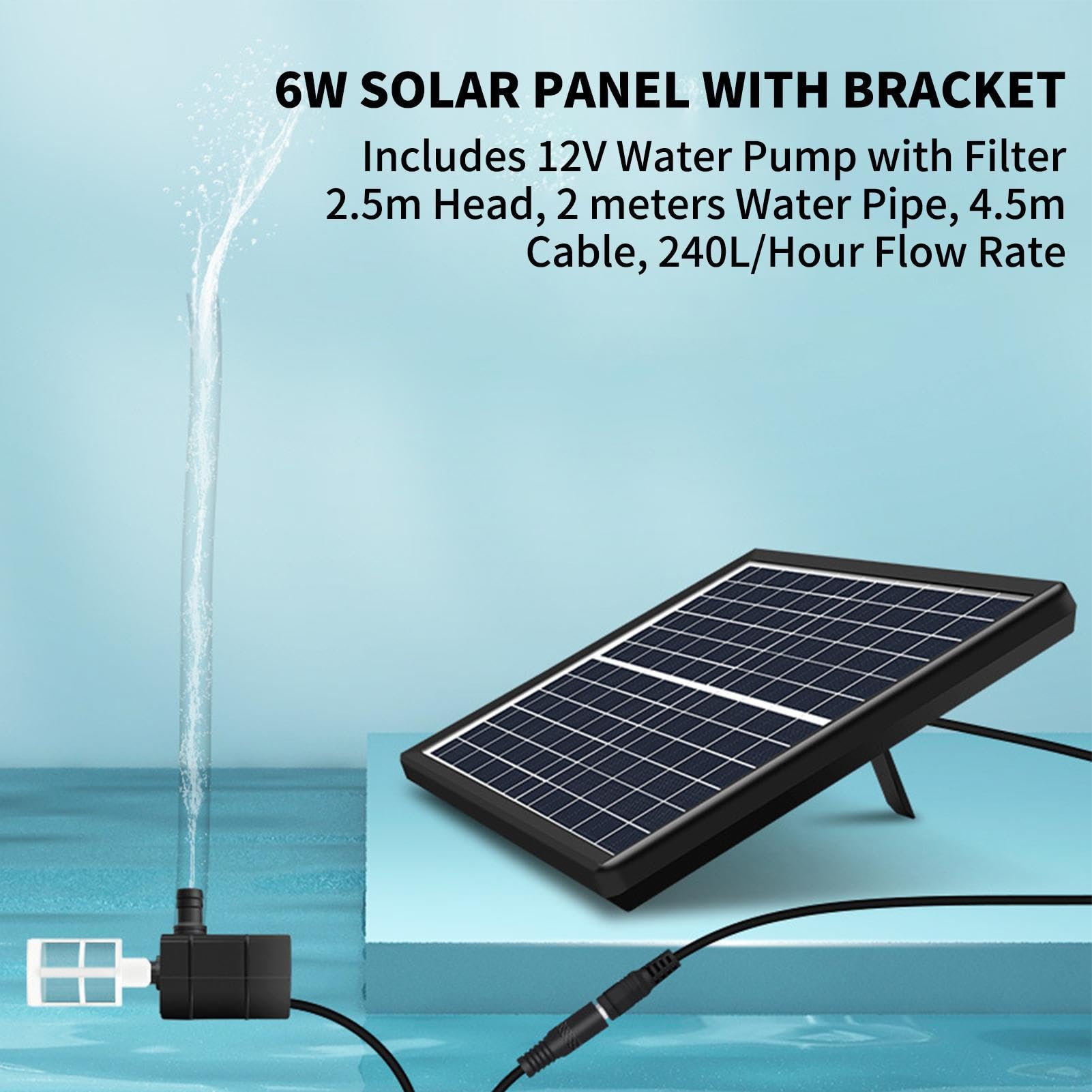 Bomba de Agua Solar Decoración Pequeña Ajustable Con Energía Solar | fuente de agua para pájaros Para Jardín Patio Terreno Patio Trasero Terraza Piscina Estanques Pájaros Peces Flores Macetero