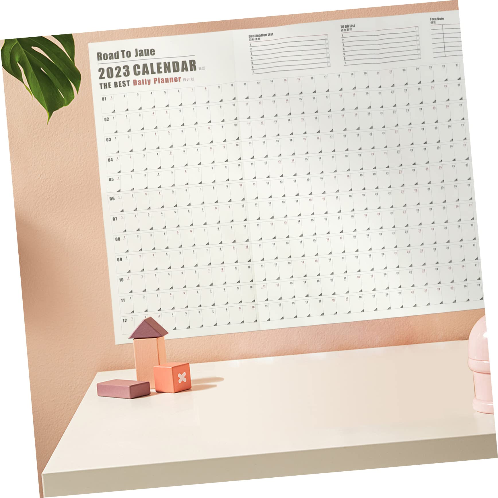 Tofficu 5pezzi Calendario Muro Pianificatore Annuale Carta Design Semplice e Fresco Per Pianificazione Quotidiana e Obiettivi Annuali