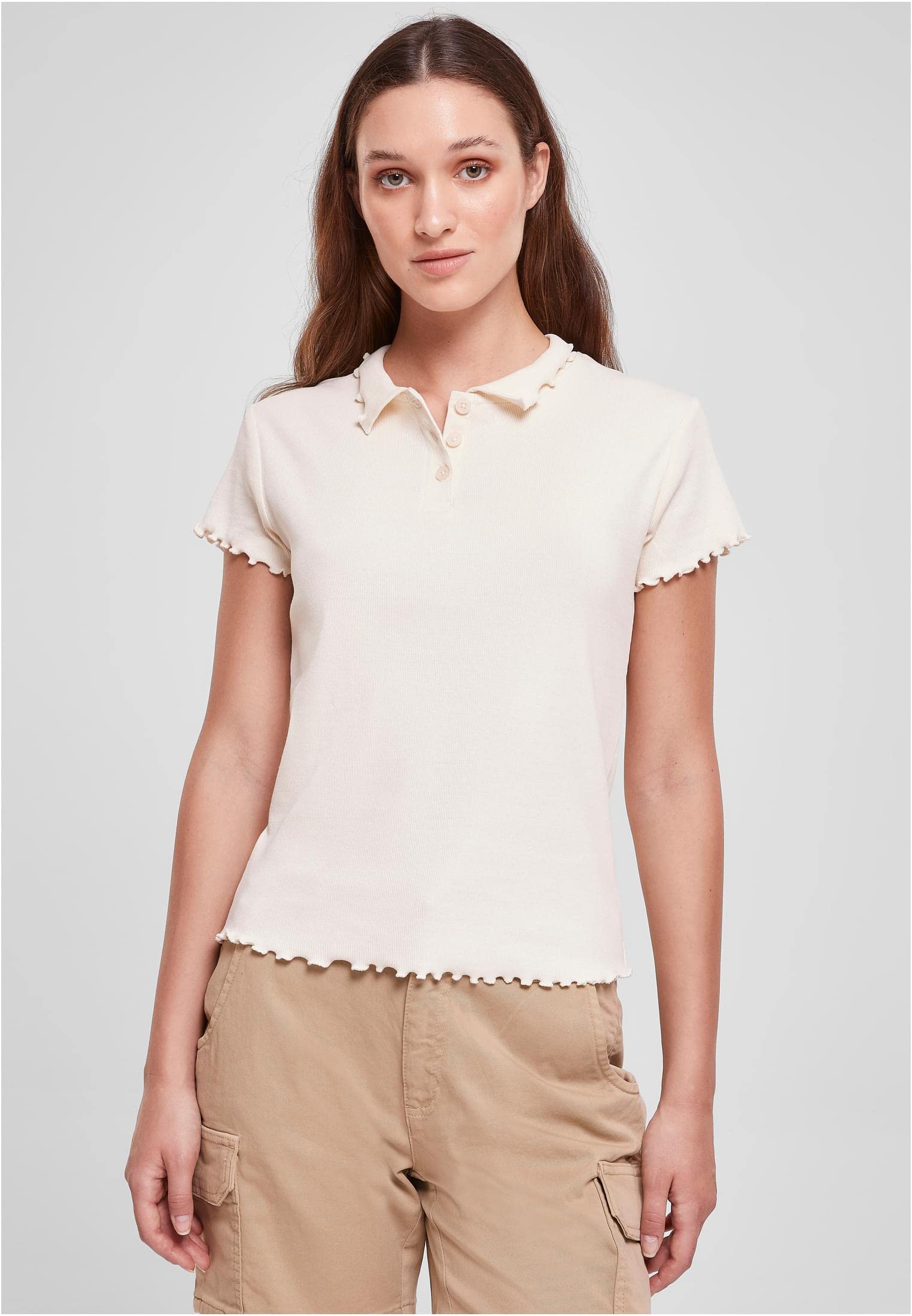 Urban Classics Damen Ladies Rib Polo Tee