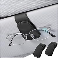 Vista 32 de zipelo Soporte para gafas de sol para visera solar de automóvil, 2 piezas de gancho magnético de cuero para gafas, clip de montaje para gafas de sol
