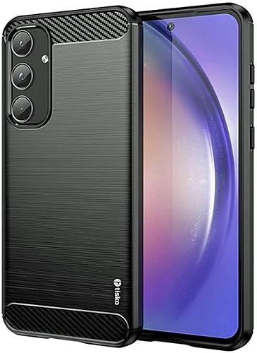 TISKO Phone Case Compatible with Samsung Galaxy A16, Shockproof TPU Armor Cover with Carbon Fiber Texture, Black