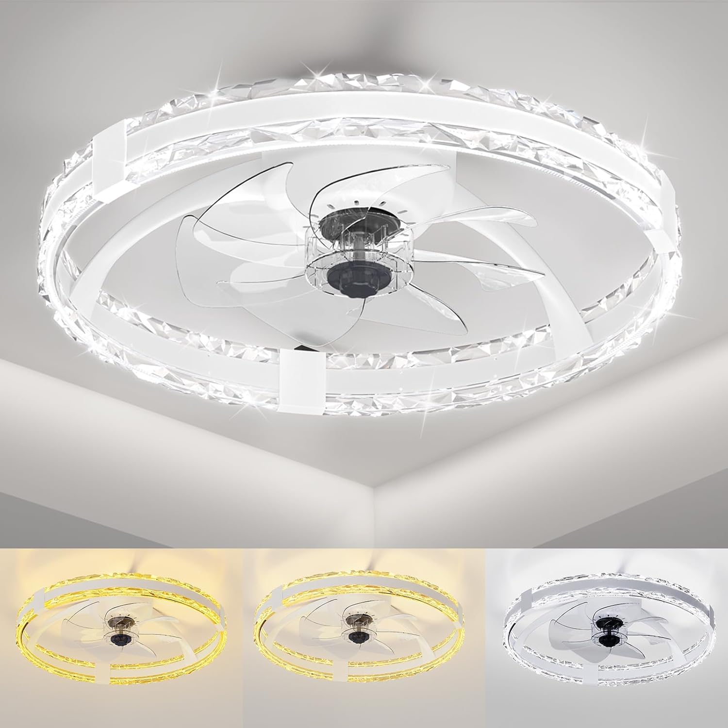 Photo 1 of POGGT 20'' Low Profile Ceiling Fan with Light & Remote
