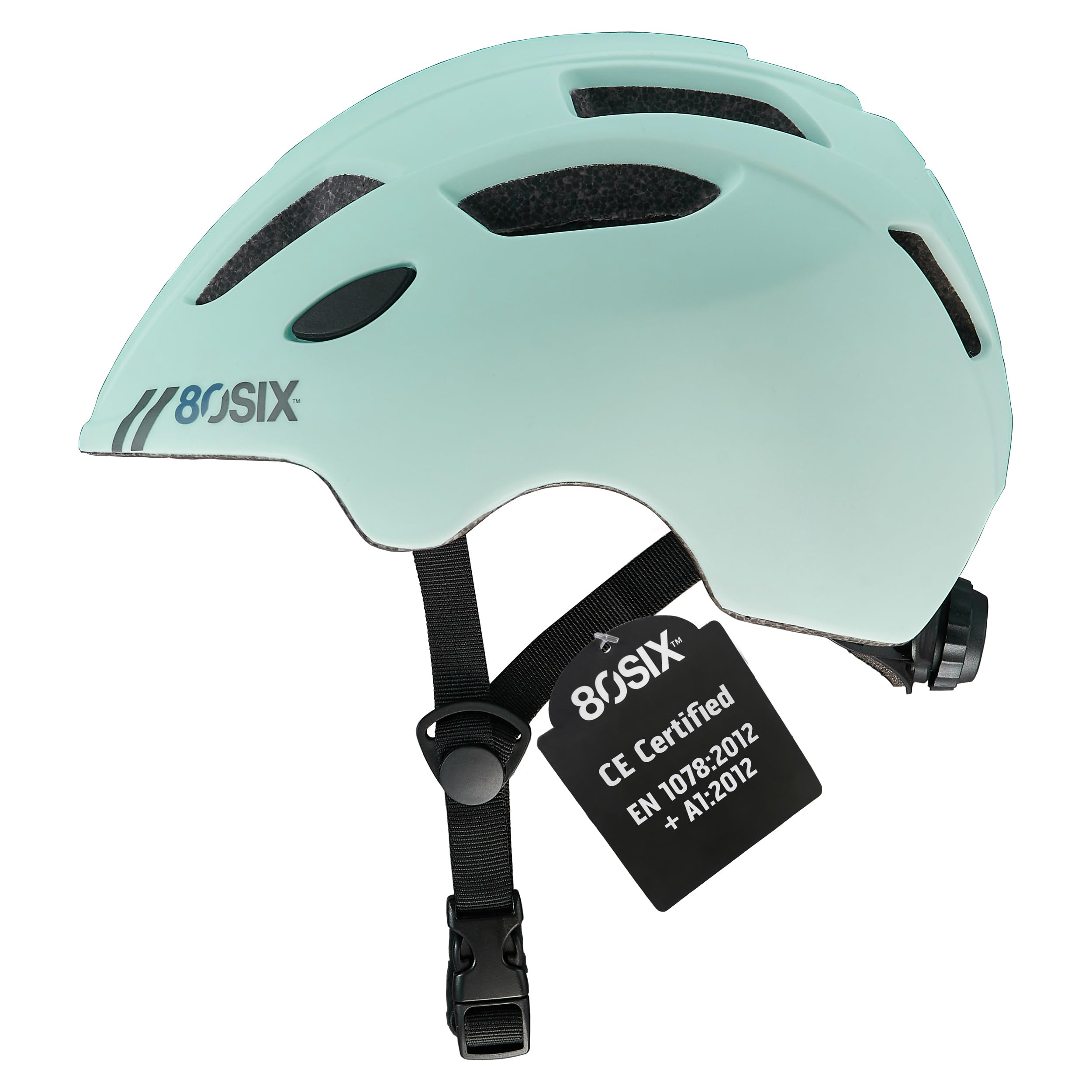 80SIX Lekki kask rowerowy dla dzieci i maluchów, regulowany (46–58 cm) dla dziewcząt i chłopców, certyfikat CE, wielofunkcyjny, do jazdy na rowerze, skutera, deskorolki i jazdy na rolkach, aqua matowy