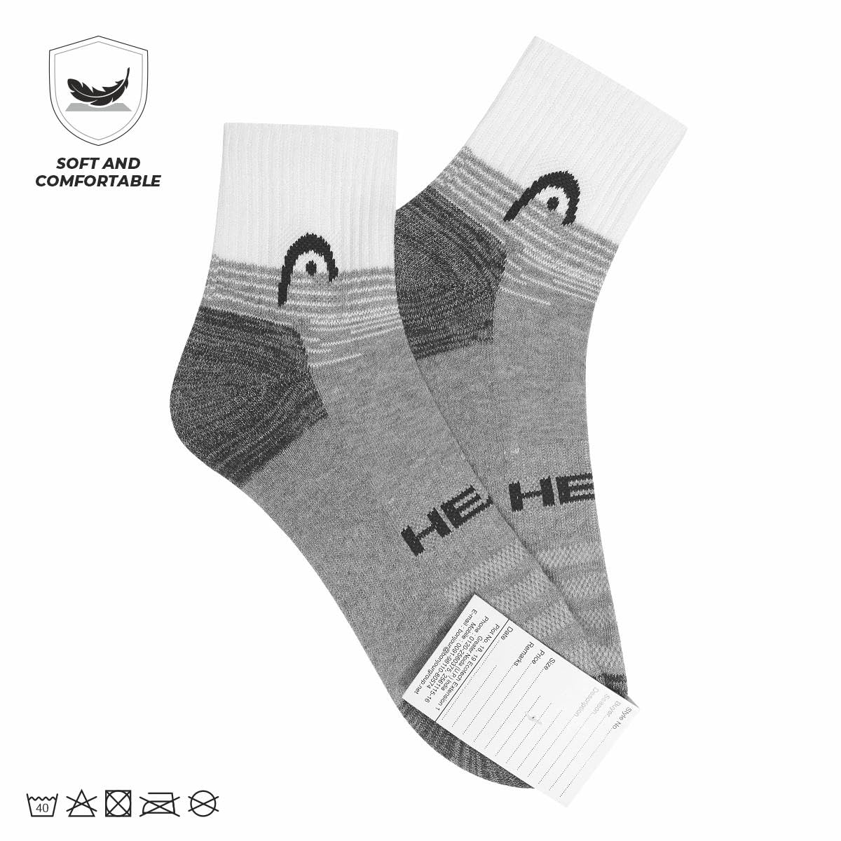 HEAD HSK-84 Ankle Socks (Grey Melange/White/Anthra Melange) - Image 4 thumbnail