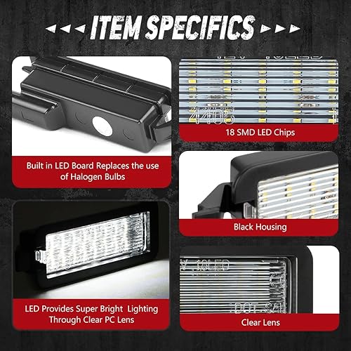 Miniatura 3 de NVL-LPL-023 - Luces LED para placa de matrícula compatibles con Dodge Charger 2015-2022  Challenger 2015-2020, 1 unidad