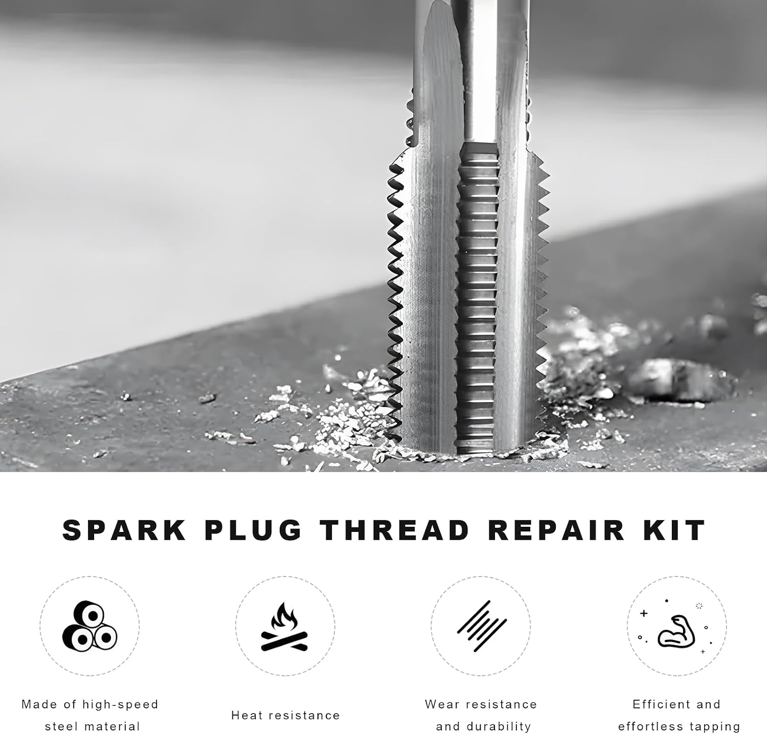 Spark Plug Thread Repair Kit, Spark Plug Rethreaded Kit with M14×1.25 Inserts M16×1.25 Tap, Stainless Steel Thread Repair Tools for Automotive Gasoline Engines Generators