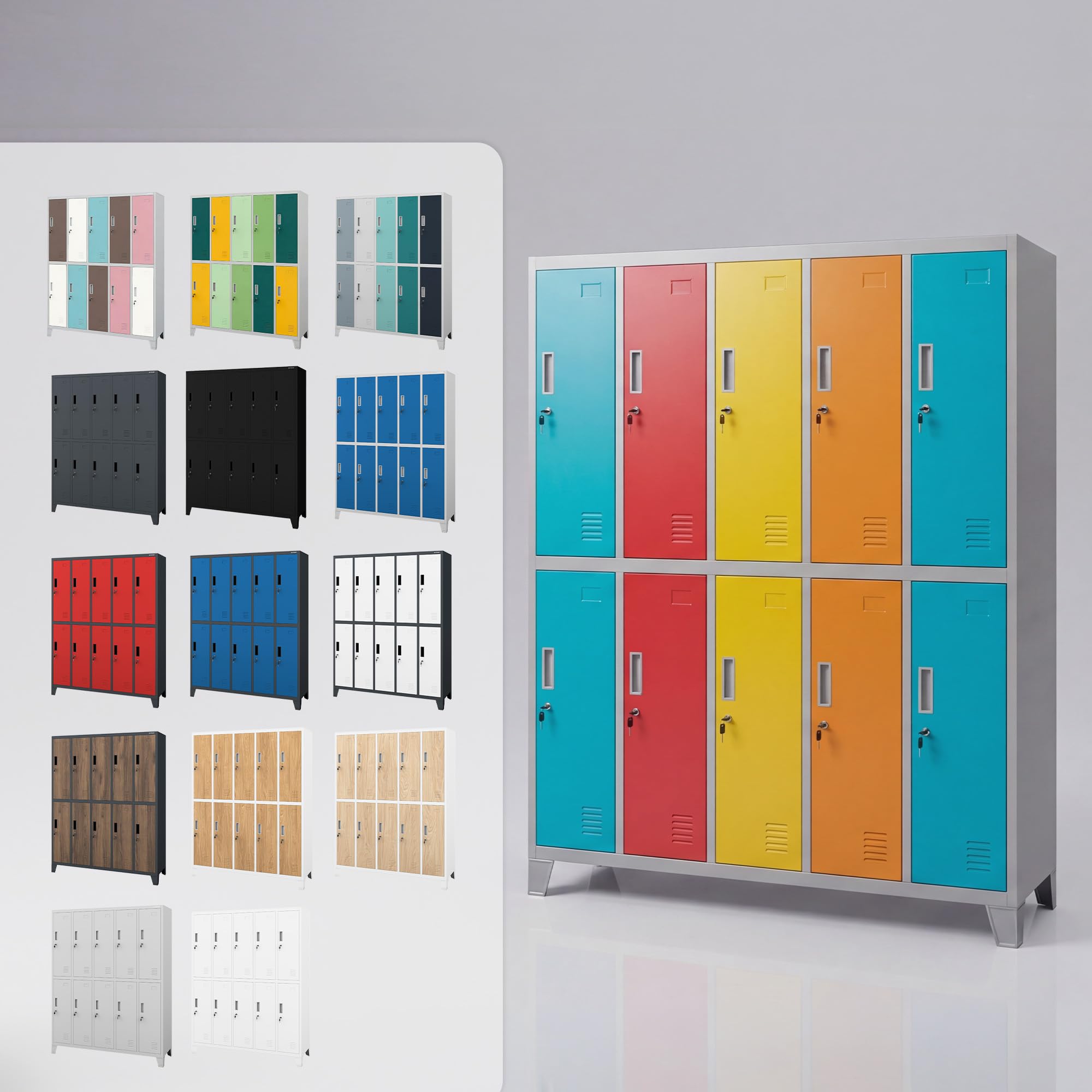 Jan Nowak Taquilla Vestuario Metálica 10 Puertas USB C, 172 x 136 x 45 cm