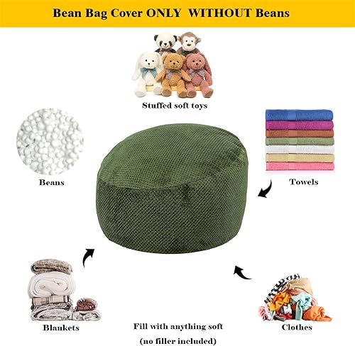 Miniatura 6 de Funda para puf (sin relleno), suave y lavable de fibra de felpa para adultos, funda de piel mullida sin relleno (funda para puf verde oscuro)