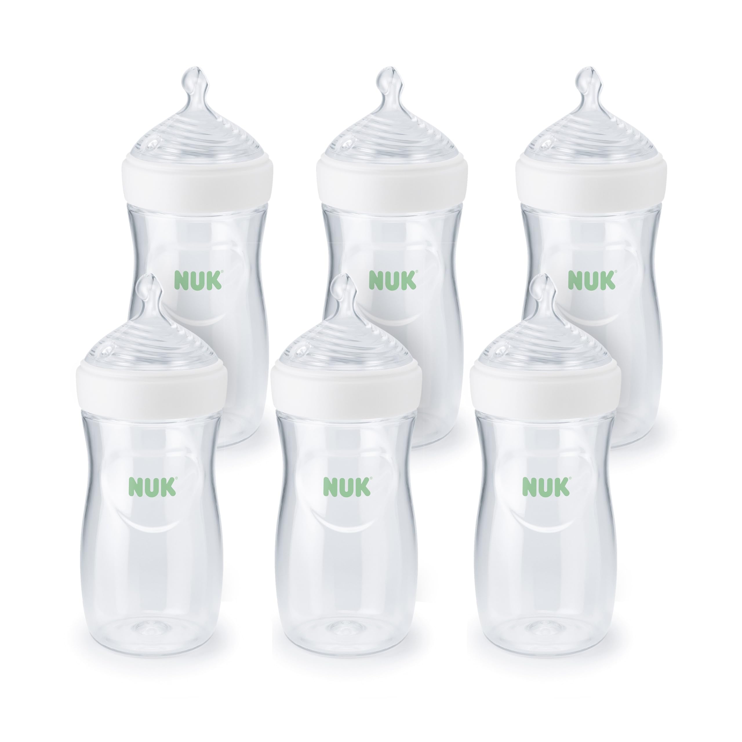 NUK Simply Natural Bottle with SafeTemp, 9 oz, 6 Pack, 1+ Months