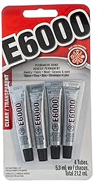 E-6000 Glue Clear Mini Tubes | DIY Craft | Glue for Craft | Multi Purpose | Transparent | Pack of 4 | 21.2ml (4X 5.3ml)